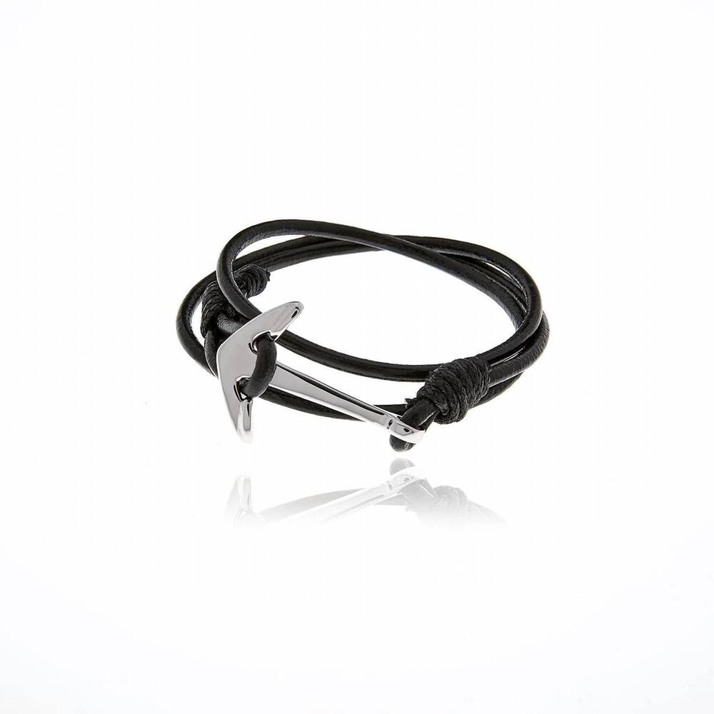 NEW GEORGINA JEWELRY men's anchor bracelet in black/silver